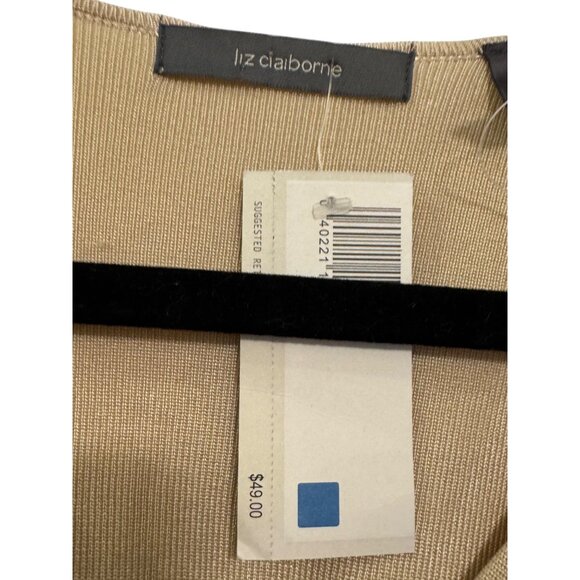 Liz Claiborne Womens Sweater L Beige Knit V-Neck Rayon Blend - Picture 3 of 5